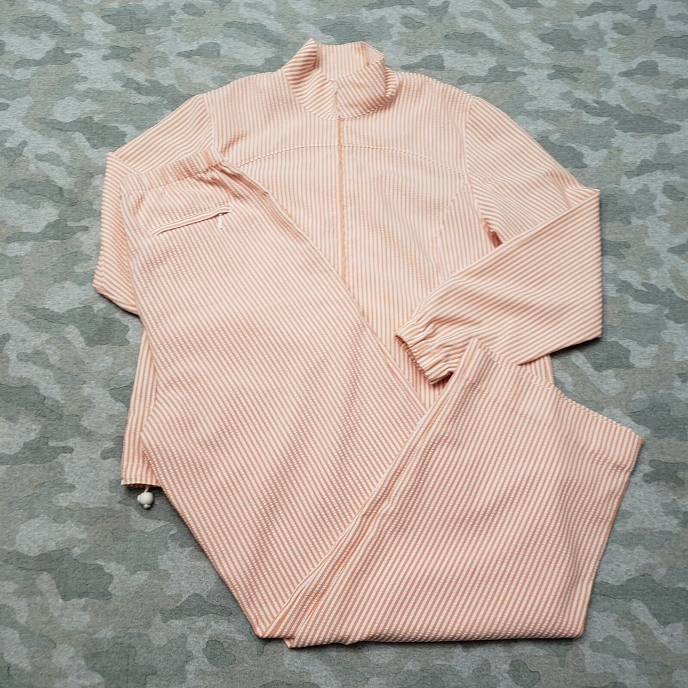 Orvis Pajama Set Womens Small Orange Striped